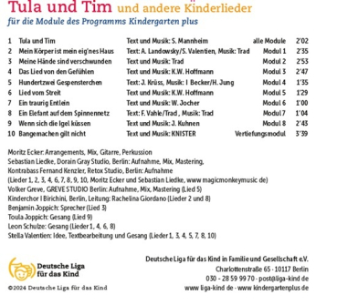 Inhalte Musik-CD "Tula & Tim" Kinderlieder