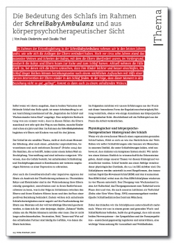 Die Bedeutung des Schlafs im Rahmen der SchreiBabyAmbulanz und aus körperpsychotherapeutischer Sicht