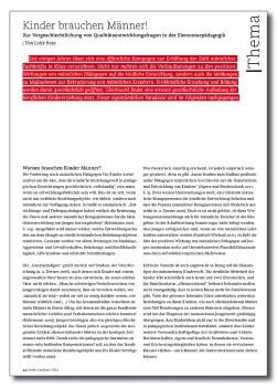 Kinder brauchen Männer! Zur Vergeschlechtlichung von Qualitätsentwicklungsfragen in der Elementarpädagogik