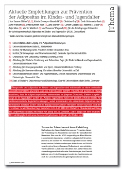 Aktuelle Empfehlungen zur Prävention der Adipositas im Kindes- und Jugendalter