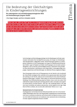 Die Bedeutung der Gleichaltrigen in Kindertageseinrichtungen - Ein soziologischer und entwicklungspsychologischer Blick auf Peerbeziehungen jüngerer Kinder