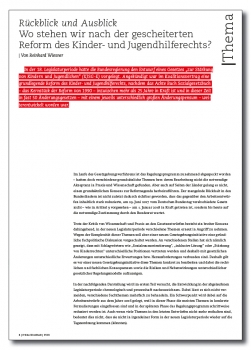 Rückblick und Ausblick - Wo stehen wir nach der gescheiterten Reform des Kinder- und Jugendhilferechts?