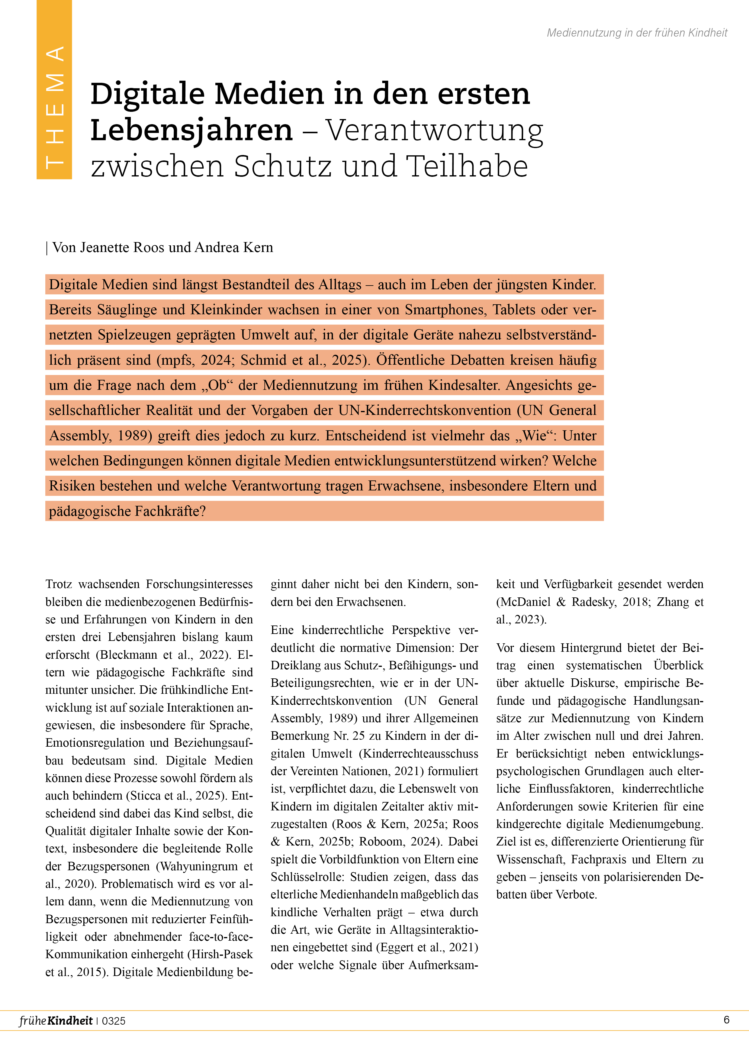 Digitale Medien in den ersten Lebensjahren