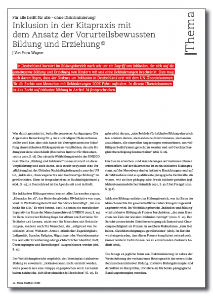 Für alle heißt für alle – ohne Diskriminierung! Inklusion in der Kitapraxis mit dem Ansatz der Vorurteilsbewussten Bildung und Erziehung ©
