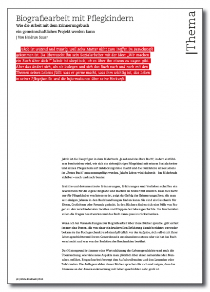 Biografiearbeit mit Pflegkindern - Wie die Arbeit mit dem Erinnerungsbuch ein gemeinschaftliches Projekt werden kann
