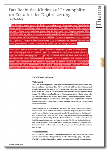 Das Recht des Kindes auf Privatsphäre im Zeitalter der Digitalisierung